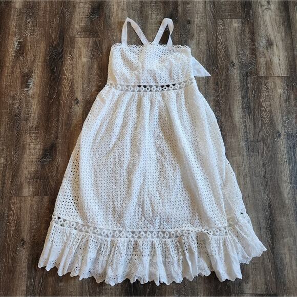 Place Nationale Le Gayan Dress White Eyelet Size 2 US Medium NWT Sleeveless Midi - Picture 3 of 10